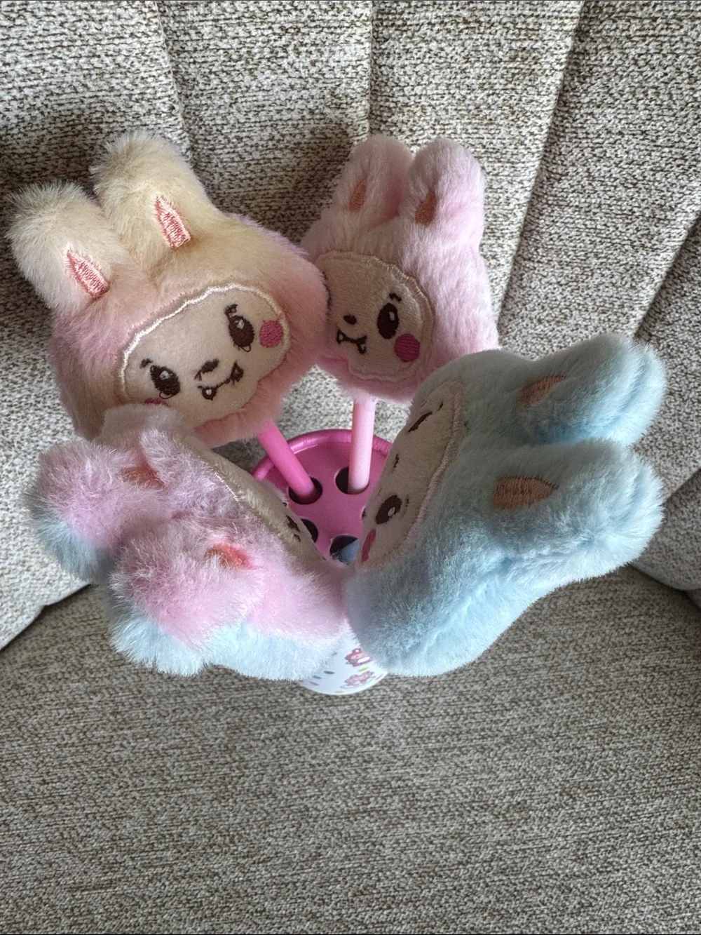 New Plush Bunny Monster Pens Pastel Pink & Blue